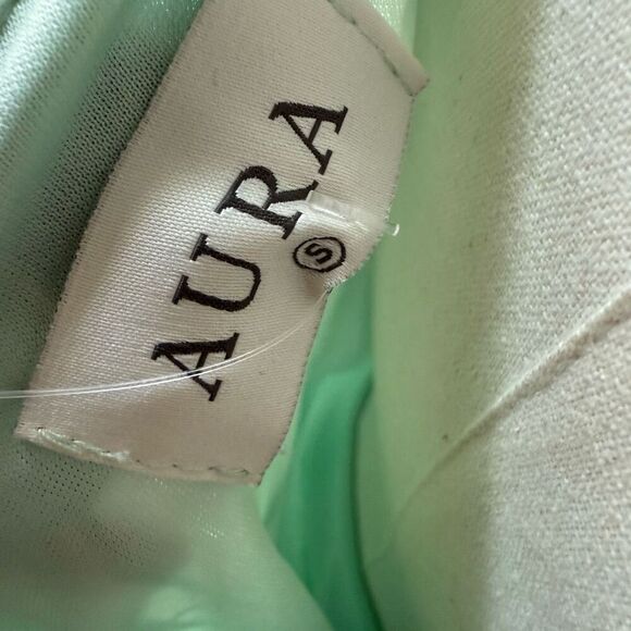 NWT Aura Women's Sleeveless Flutter Side Chiffon Maxi Dress Green Frond Print $1 - Picture 7 of 7